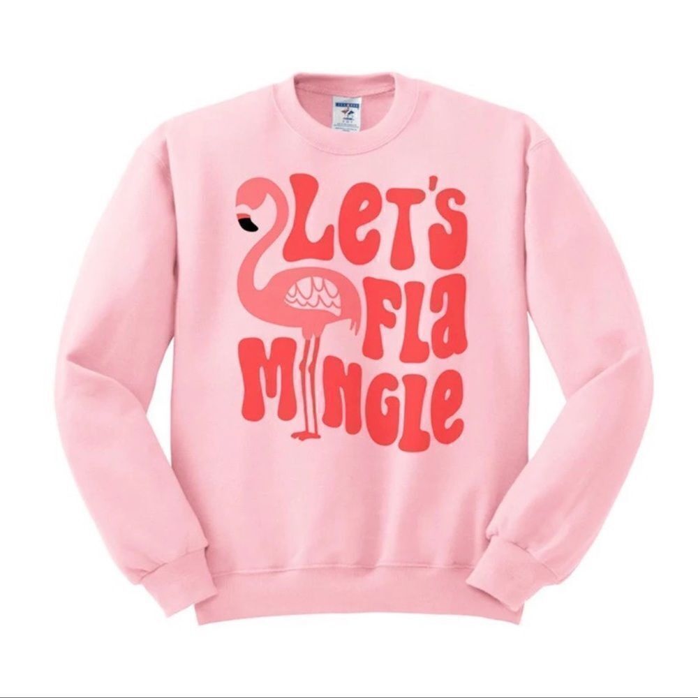 Femfetti Let’s Flamingle Pink Crewneck Women’s Medium